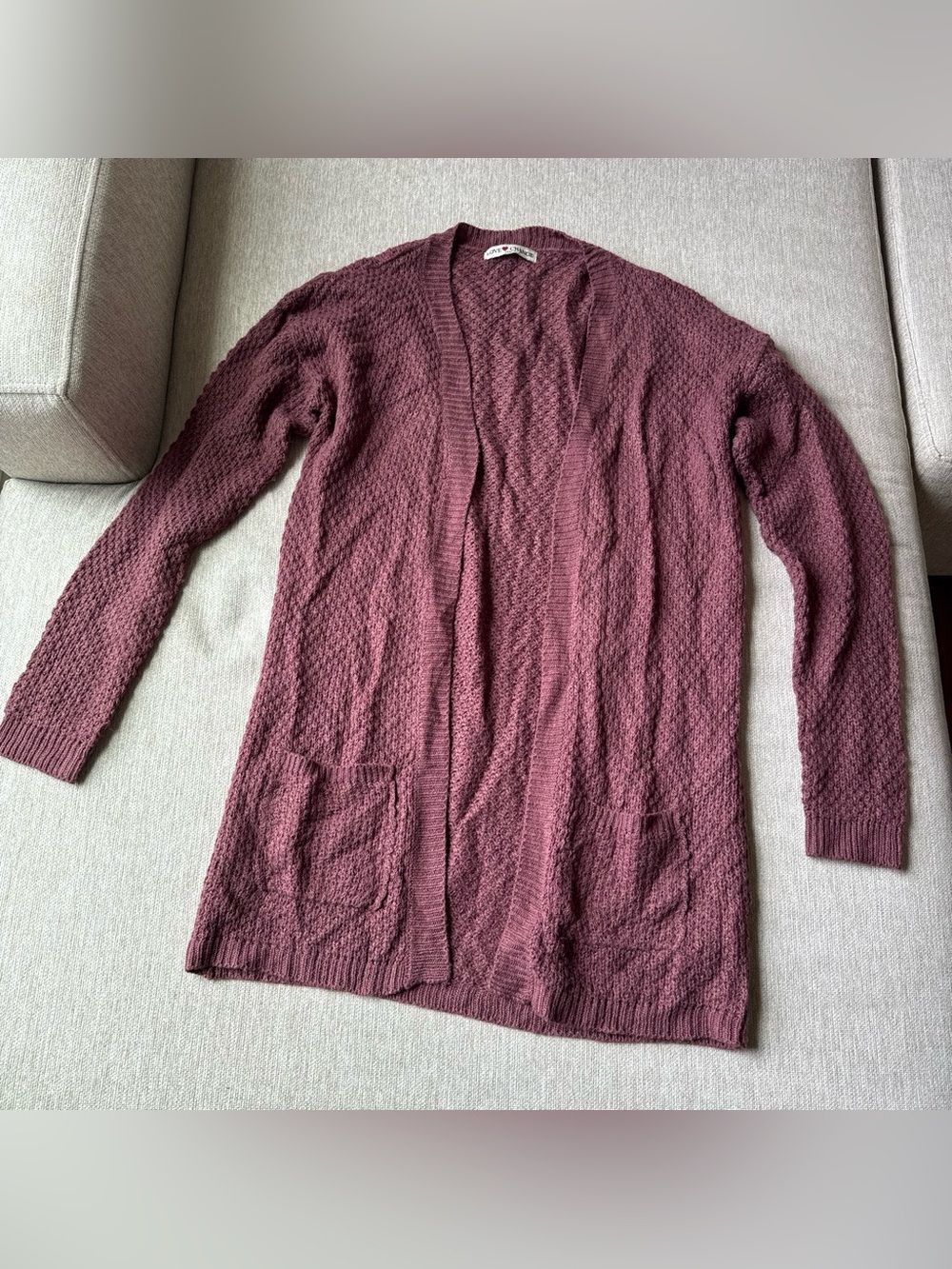 Cozy Open-Front Long Cardigan Sweater - Mauve